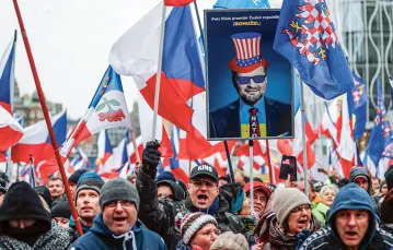 Szwarccharakterem na tym proteście był premier Fiala. Praga, 11 marca 2023 r. / DAVID W CERNY / REUTERS / FORUM